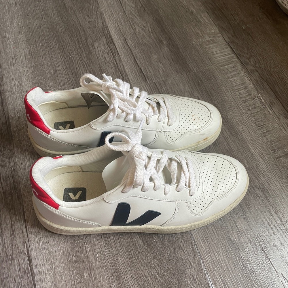 Veja White Sneakers with Red and Black Details